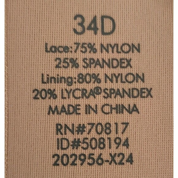 Victoria's Secret Bra Size 34D Angels Secret Embrace Black Lace Over Beige EUC - Picture 9 of 9